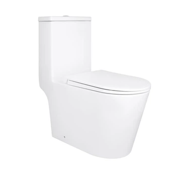 Унитаз-моноблок Qtap напольный безободочный Ultra Quiet с сиденьем Soft-close белый для ванной комнаты (600629)