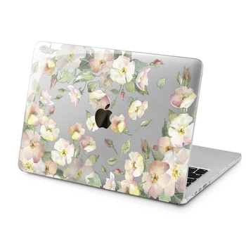 Чехол пластиковый для Apple MacBook Air 15 M2 M3 M4 M5 2023-2026 (Акварельные цветы бежевые) A2941/A3114/A3241/A3448 макбук