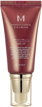 Krem BB Missha M Perfect Cover BB Cream SPF 42/PA + + + wielofunkcyjny No. 27 honey beige 20 ml (8809747940707)