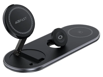 Бездротовий зарядний пристрій Acefast E19 Qi2 Desktop 3-in-1 Black (6974316283096)