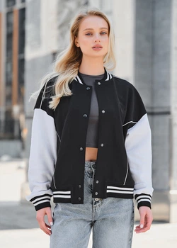 Жіночий трикотажний бомбер Staff te black & white oversize XS