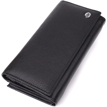 Функциональный женский кошелек на магнитах из натуральной кожи ST Leather bg231fash12 Черный