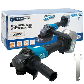 Акумуляторна кутова шліфувальна машина PROFI-TEC 20V DGA201BL Professional POWERLine (без аккумулятора та зарядого, коробка) (005961)
