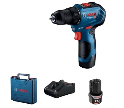 Аккумуляторный дрель-шуруповерт Bosch GSR 12V-30 (2x12В, 10 мм, 30 Нм, 2 Ач) + 2АКБ зарядное устройство кейс (25615)