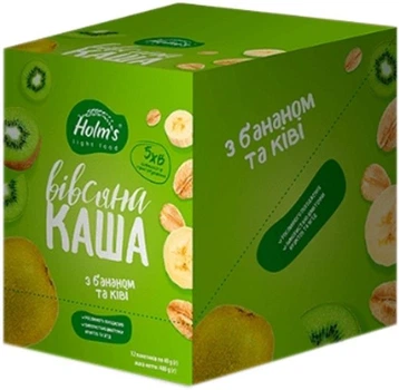 Упаковка каші вівсяної HOLM'S light food з бананом та ківі 40 г х 12 шт