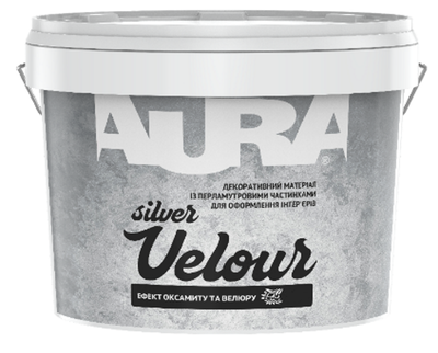 Декоративная перламутровая штукатурка AURA Velour Silver с эффектом бархата, 1л