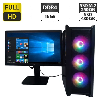Комплект ПК: Frontier Asaro Tower / Intel Core i7-4790 (4 (8) ядра по 3.6 - 4.0 GHz) / 32 GB DDR3 / 480 GB SSD + 500 GB HDD / AMD Radeon R9 290X, 8 GB GDDR5, 512-bit / 450W + Монитор LG 24MB37PM-B / 24" (1920x1080) IPS б/у