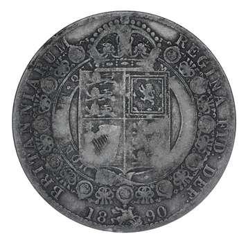 Монета Великобритания 1/2 кроны 1890 Серебро F-VF Half Crown
