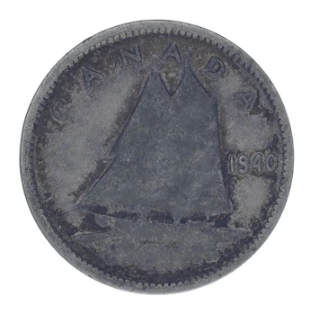 Монета Канада 10 центов 1940 Серебро F-VF