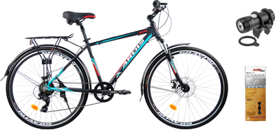 Набор Велосипед Ardis 28 MTB 28 AL Elite Gent Черный + Фонарь передний Jing Yi JY-7012F-С USB + Цепь велосипедная Maya C410 1/2x1/8x112L (0276-Ч+29404_jny+00817)