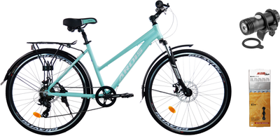 Набор Велосипед Ardis 28 MTB 28 AL Elite Lady Бирюзовый + Фонарь передний Jing Yi JY-7012F-С USB + Цепь велосипедная Maya C410 1/2x1/8x112L (0277.+29404_jny+00817)