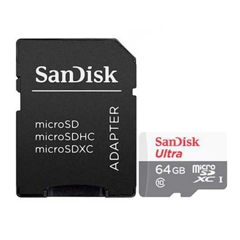 Карта пам'яті microSDXC SanDisk Ultra 64 ГБ Class 10 UHS-I V10 A1 до 100 МБ/с з SD-адаптером