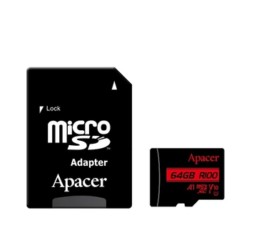 Карта пам'яті microSDXC Apacer 64 ГБ Class 10 UHS-I V10 A1 до 100 МБ/с з SD-адаптером