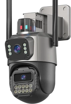 Зовнішня WiFi-камера на 360°, автоматичне відстеження та виявлення, 2-сторонній звук,6-мегапіксельна, IP66,нічне бачення,SD/хмарне сіра