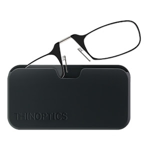 Очки Thinoptics +1.00, черные + Чехол универсальный черный (1.0BBUP)
