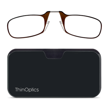 Очки Thinoptics +1.00, коричневые + Чехол универсальный черный (1.0BRBUP)