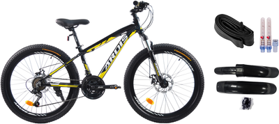 Набор Велосипед Ardis EZREAL МТВ 24" 11" Черный + Велокамера CST 24х1.90/2.125 AV 48 мм + Щитки ВЛ 24"-28" Ardis FL-612 Н-N03 + Колпачок для ниппеля Jing Yi JY-503-C LED (4023-Ч-11+1111111112659+01819+00734)