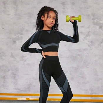 Фитнес костюм для девочки Детский спортивный костюм для гимнастики, акробатики, танцев на 10 лет, рост 134-140 Черный (2877-2-B-134)