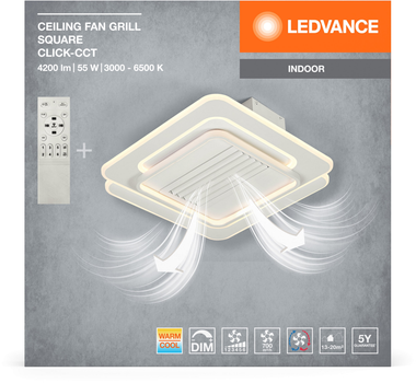 Светильник с вентилятором LEDVANCE FAN SQUARE 55W 4200Lm 3000K-6500K DIM (4099854397677)