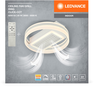 Светильник с вентилятором LEDVANCE FAN RING 55W 4200Lm 3000K-6500K DIM (4099854397691)