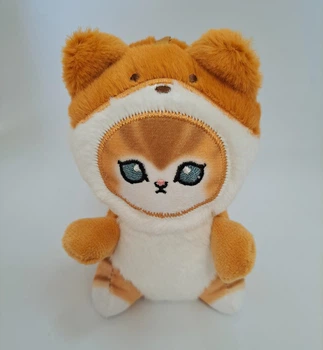 М'який брелок Котик у костюмі Ведмедика (білий животик)