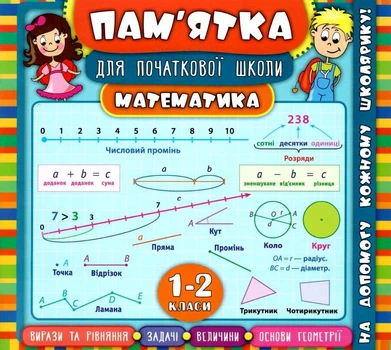 Пам'ятка для початкової школи Математика 1-2 класи Вирази та рівнення Задачі Величини Основи геометрії 9789662845433