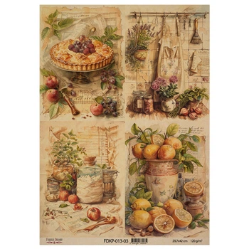 Аркуш крафт паперу з малюнком Фабрика Декору Cooking delights 03, 42x29,7 см, артикул FDKP-013-3