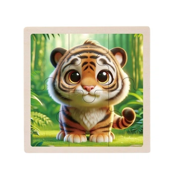 Детский деревянный пазл-вкладыш "Тигр" Bambi MD 1509-31, 6 элементов 9,8 х 9,8 х 0,4 см