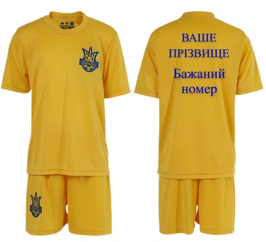 Форма футбольная детская с индивидуальным нанесением Ukraine (Сборная Украины), сезон 24/25, 24 размер, рост 135-140 см, желтая