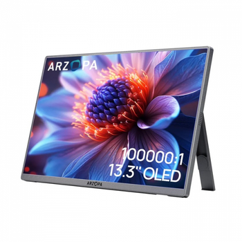 Монитор 13.3" Arzopa a3c Pro, Black, wled, ips, 1920x1080, 16:9, 5 мс, 60 Гц, 400 кд/м, 1200:1, 178°/178°, Type-C, 2х1 Вт