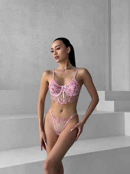 Комплект женского нижнего белья с корсетом SM2346h розовый Simply sexy S