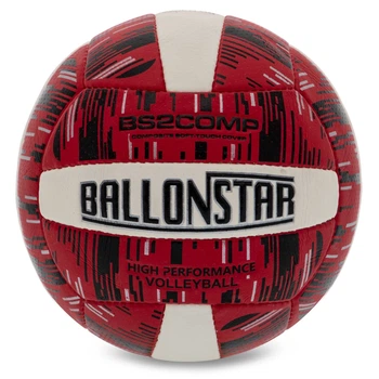 Волейбольний м'яч BALLONSTAR, червоно-білий, розмір 5, PU, ручний шов, для класичного та пляжного волейболу(OB_02C6B1E61F57)