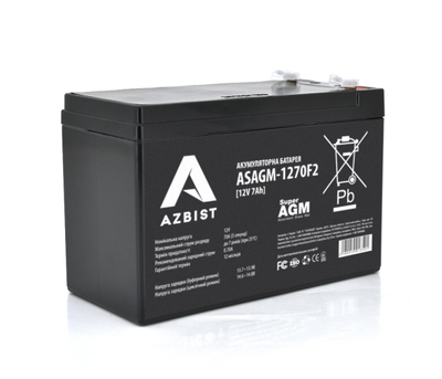 Аккумулятор для ИБП Super AGM AZBIST ASAGM-1270F2, 12V, 7Ah, Black