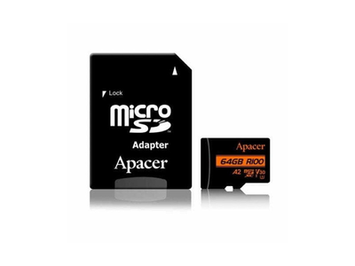 Карта пам'яті Apacer 64 GB microSDXC UHS-I U3 V30 A2 + SD-adapter (AP64GMCSX10U8-R)