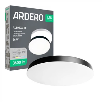 Накладний світлодіодний світильник Ardero AL6087ARD коло 36W 3600Lm 3000K-6000K чорний