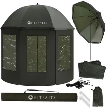 Парасолька Hitbaits Alpha рибальський намет з повним захистом боків водонепроникний