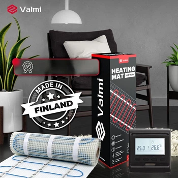 Теплый пол Valmi 200Вт/м² тонкий нагревательный мат под плитку 4 м²/800 Вт с программируемым терморегулятором E51 черный