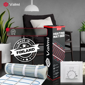 Теплый пол электрический Valmi 200 Вт/м² тонкий нагревательный мат под плитку 1м² /200Вт с механическим терморегулятором AC308 белый