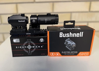 Комплект Bushnell Коллиматор TRS-125 3 МОА + Магнифер-увеличитель Sightmark T-3 Magnifier 3x кратный