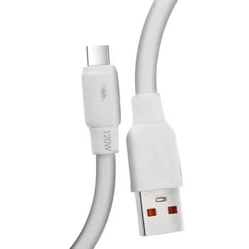 Кабель USB - Type-C для зарядки и питания 120W 25см Белый ( код: USBType-C025m120W )