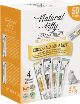 Набор крем-снеков Natural Kitty Creamy Treat Mega Pack для кошек на основе курятины, 50 шт х 12 г (4 вкуса) (SNK231102)