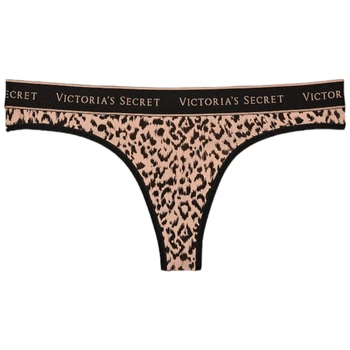 Трусики Victoria's Secret Logo Cotton Thong Leo M Леопардовые
