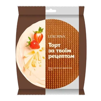 Вафельні коржи шоколадні LEKORNA для торта з какао 90 г