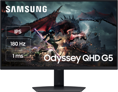 Монитор 27" Samsung Odyssey G50D (LS27DG502EIXCI) -- QHD 2K / IPS / 180Hz / 1 мс (GTG) / HDR10 / FreeSync Premium / G-Sync Compatible / Pivot / Black Equalizer (0T53HNBY200053) - Уценка
