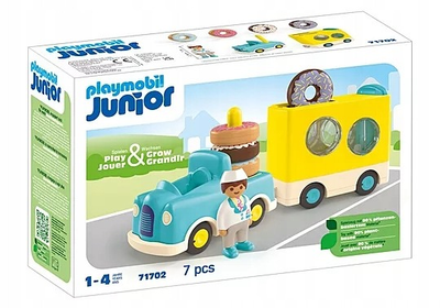 Конструктор Playmobil Junior: Шалена вантажівка з пончиками з функцією штабелювання та сортування 7 елементів (71702) (4008789717023)