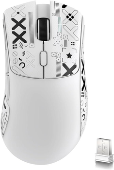Беспроводная Игровая мышь Attack Shark R1 PAW3311 18000dpi + стикеры White