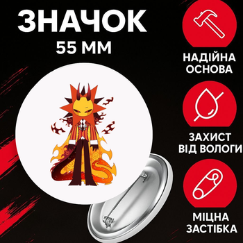 Значок У Світі Денді Roblox Dandy's World на шпильці на рюкзак 55 мм 1 шт zna_55_29