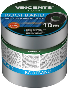 Лента герметизирующая битумная Vincents Polyline Roofband 5 см x 10 м Коричневая (4751001374107)