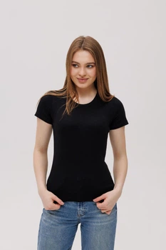 Базовая женская футболка в рубчик Наталюкс 2XL черный (3323733290961)