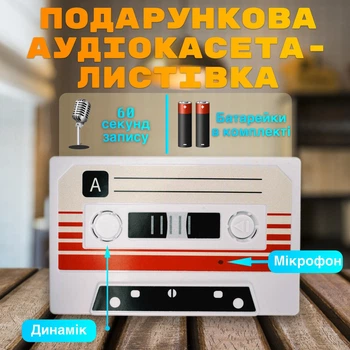 Стильна ретро-касета з вашим голосовим повідомленням, записаним нами!